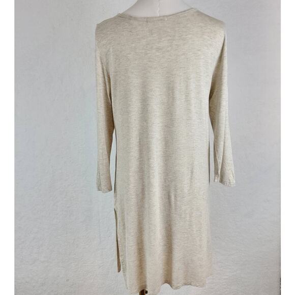Cherish Oversized Womens Tunic Sz S Beige Taupe Cowl Neck Blouse Top Split Hem - Picture 3 of 6